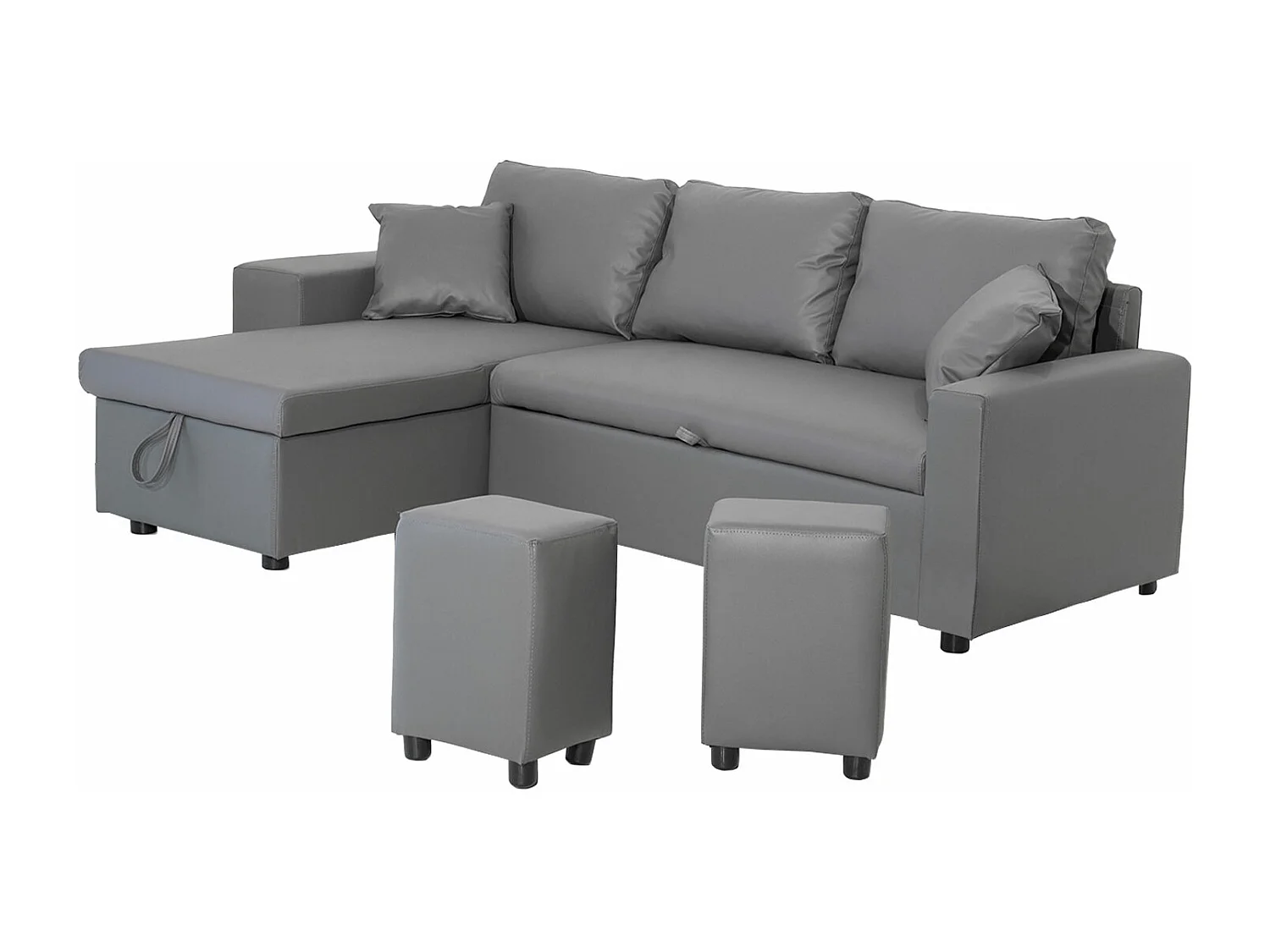 Canapé d'angle convertible TONY 3 places gris - HAPPY GARDEN