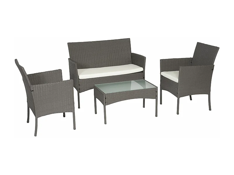 Conjunto de 4 lugares em resina tecida com almofadas