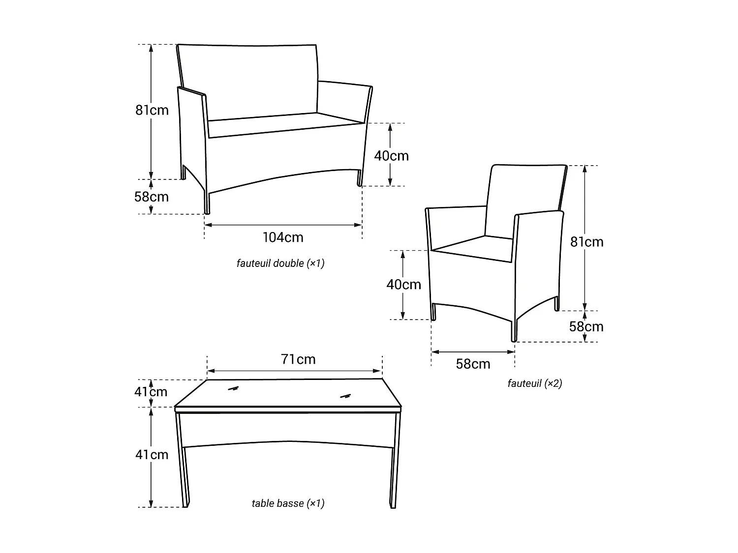 CORDOUE tuinmeubelset in grijs gevlochten kunststof - grijze kussens