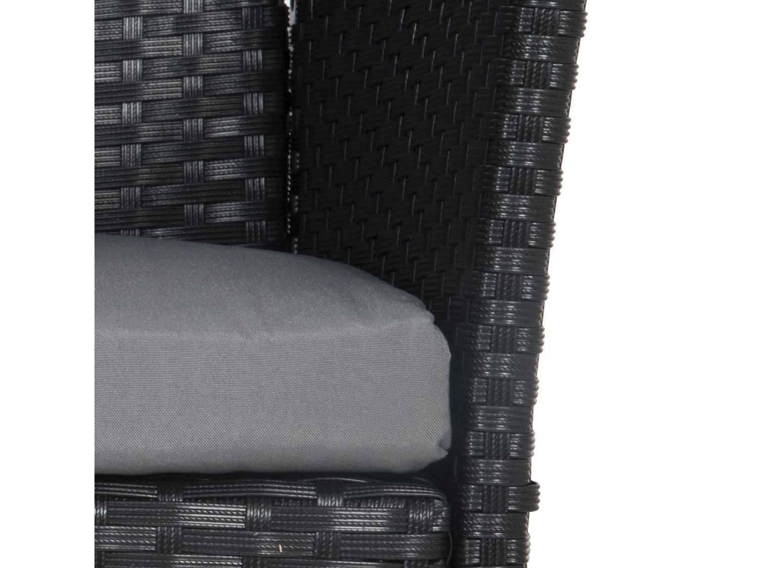 Gartenmöbel CORDOUE aus schwarzem Harzgeflecht, 4 Sitzplätze - graue Kissen