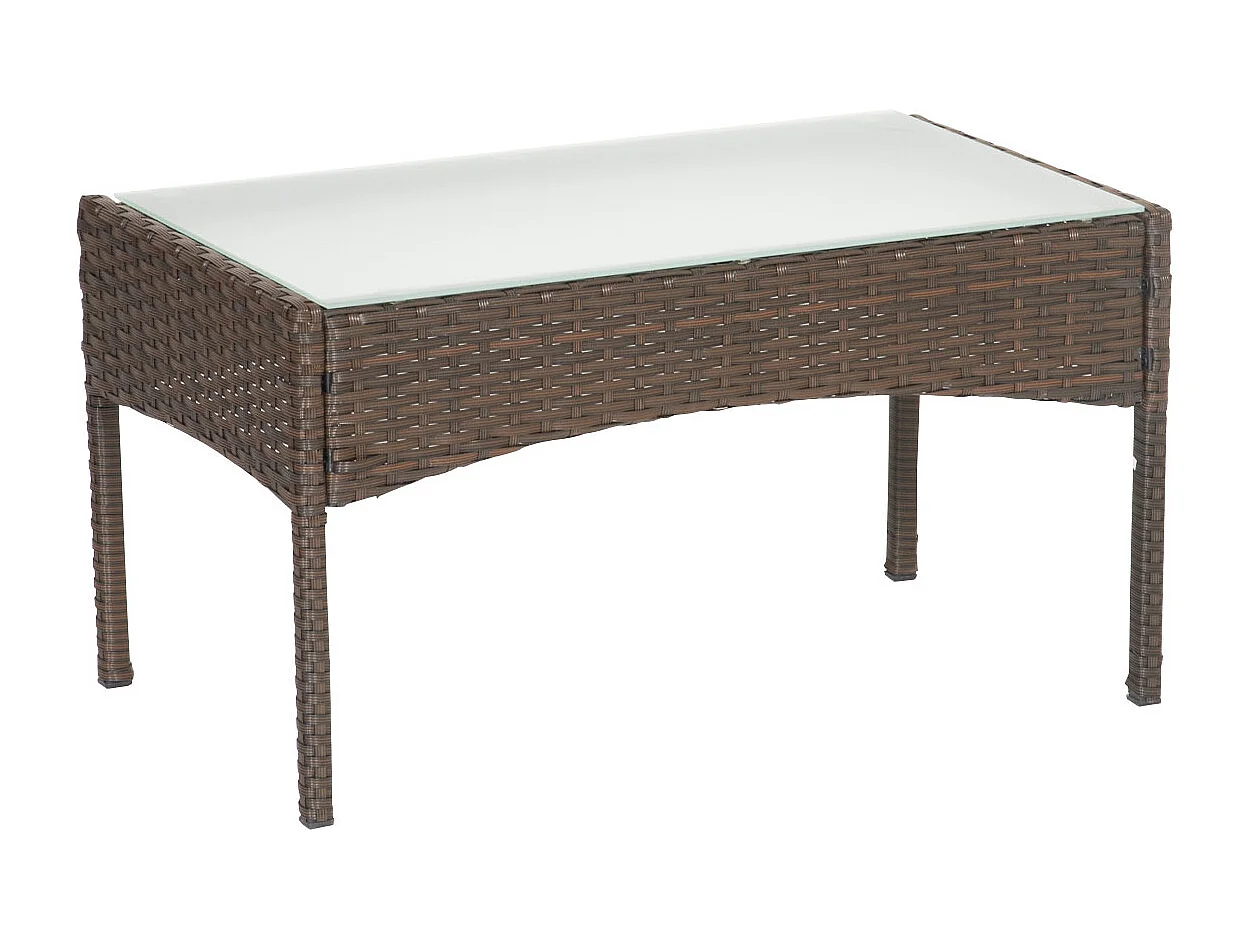 Salon de jardin CORDOUE en résine tressée marron 4 places - coussins taupe - HAPPY GARDEN