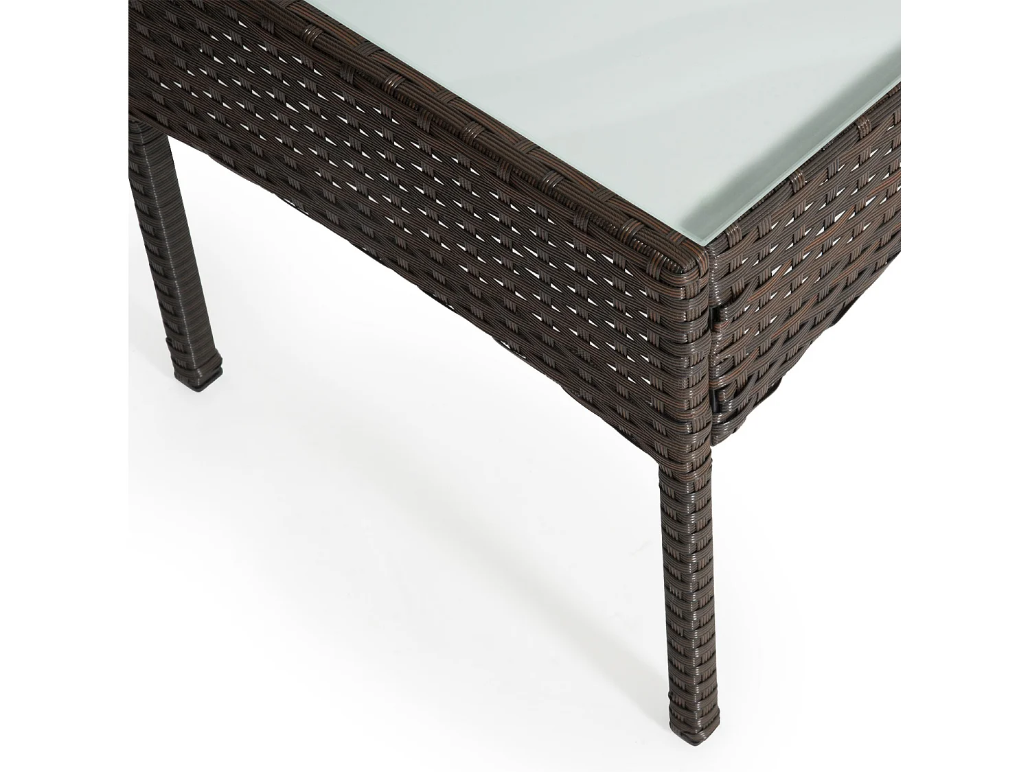 Salon de jardin CORDOUE en résine tressée marron 4 places - coussins taupe - HAPPY GARDEN