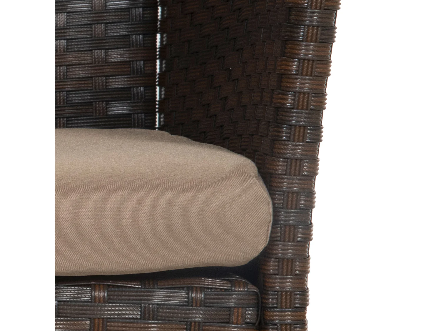 Salon de jardin CORDOUE en résine tressée marron 4 places - coussins taupe - HAPPY GARDEN