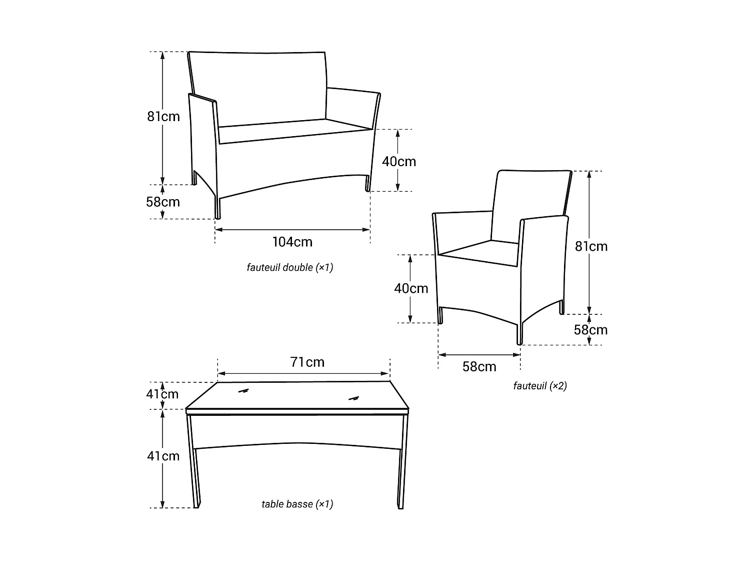 Gartenmöbel CORDOUE aus braunem Harzgeflecht 4 Sitzplätze - elfenbeinfarbene Kissen