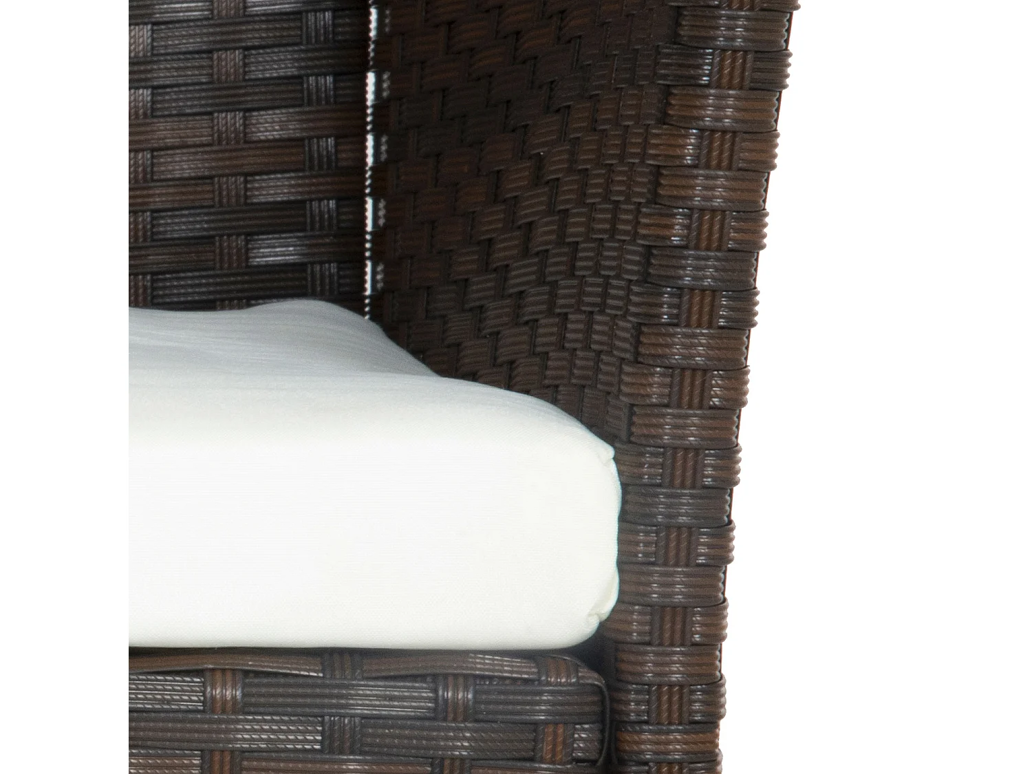 Salon de jardin CORDOUE en résine tressée marron 4 places - coussins ivoire - HAPPY GARDEN