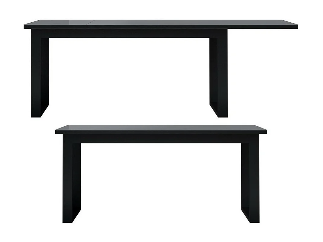 Table extensible 10 personnes pour salle à manger Collection ZANTE. Coloris noir et gris brillant.