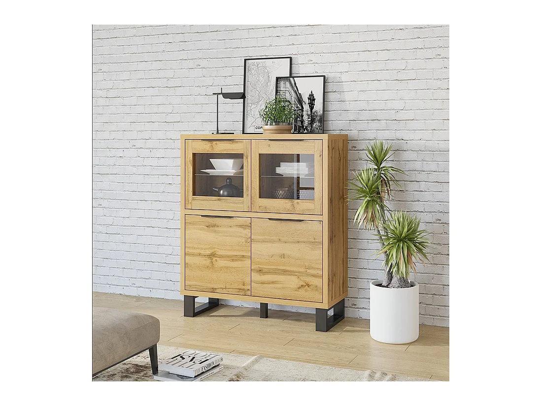 Coleção de aparadores design MILO. Cor de carvalho. Móvel ideal para a sua sala de jantar.