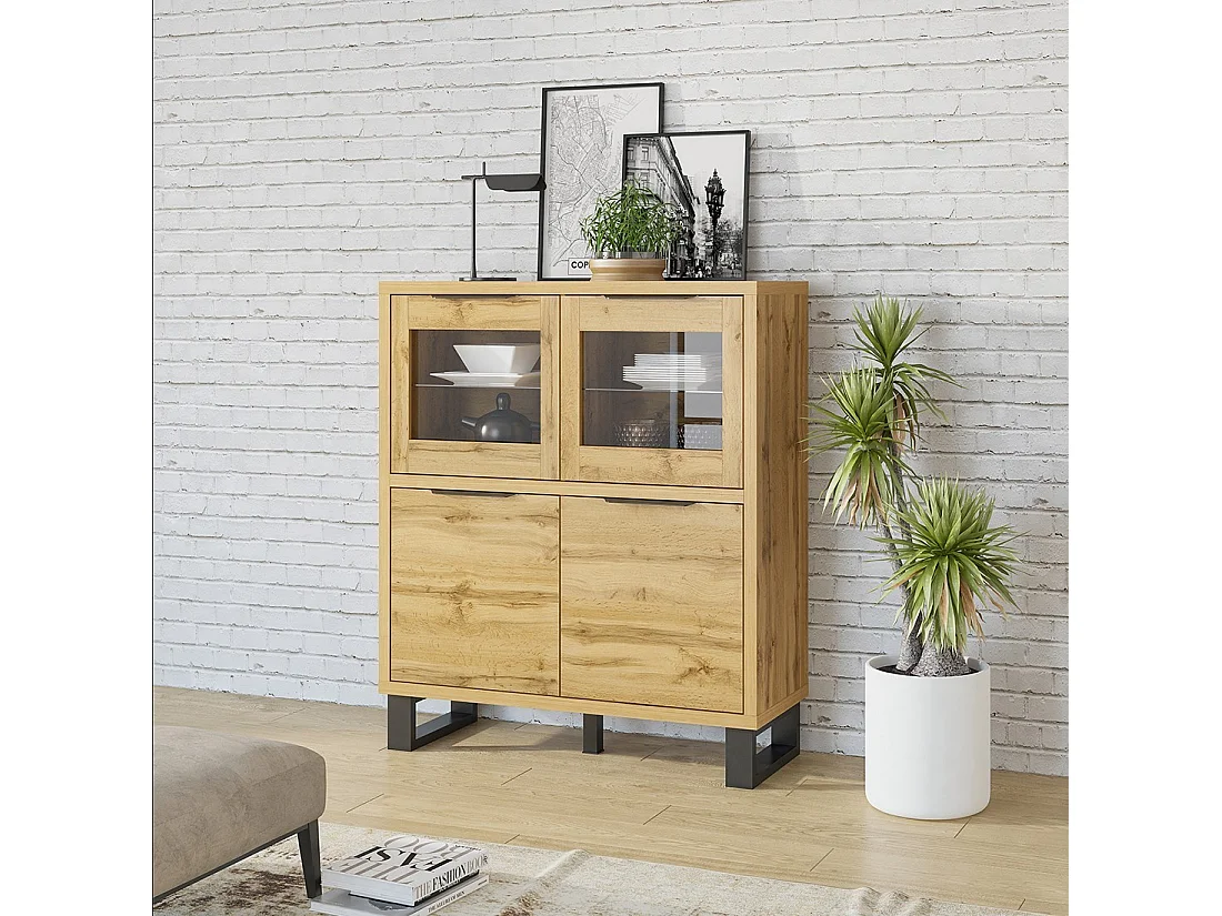 Bahut design collection MILO. Coloris chêne. Meuble idéal pour votre salle à manger