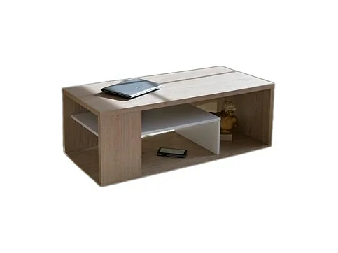 Couchtisch MELINA Eiche und Weiß - Modernes Design - 111 x 41 x 50 cm