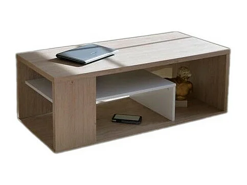 Table basse MELINA chêne et blanc - Design moderne - 111 x 41 x 50 cm