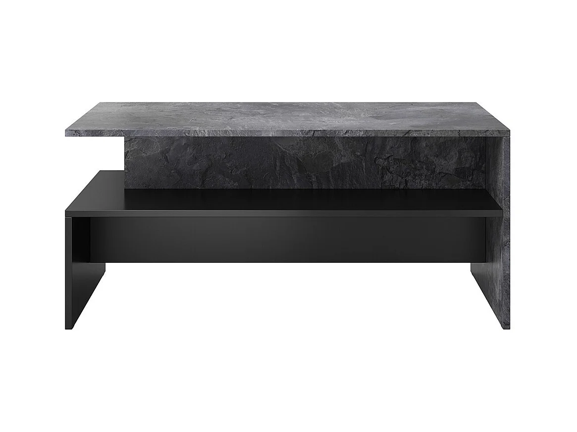 Tavolino design RAMOS – Grigio effetto ardesia e nero – Ripiano intermedio – Stile contemporaneo