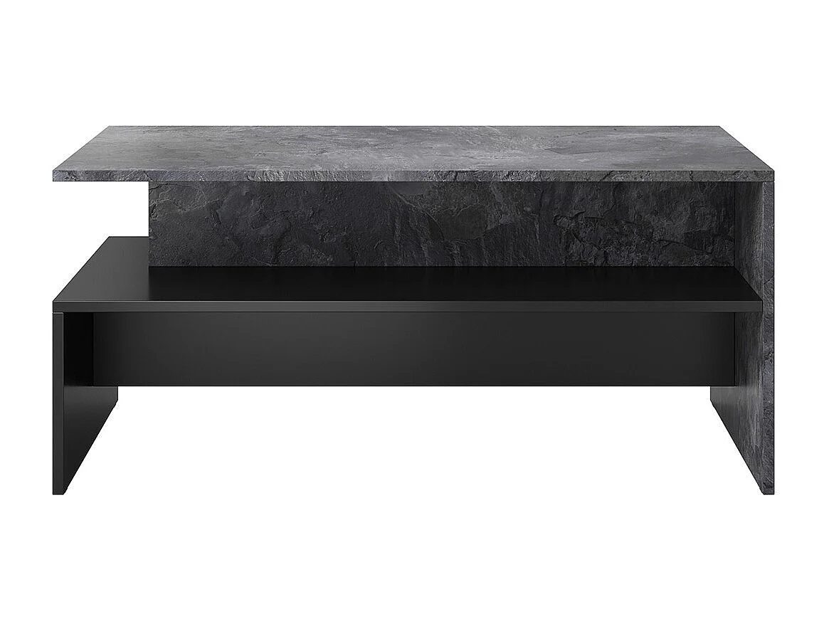 Table basse design RAMOS – Gris effet ardoise et noir – Plateau intermédiaire – Style contemporain