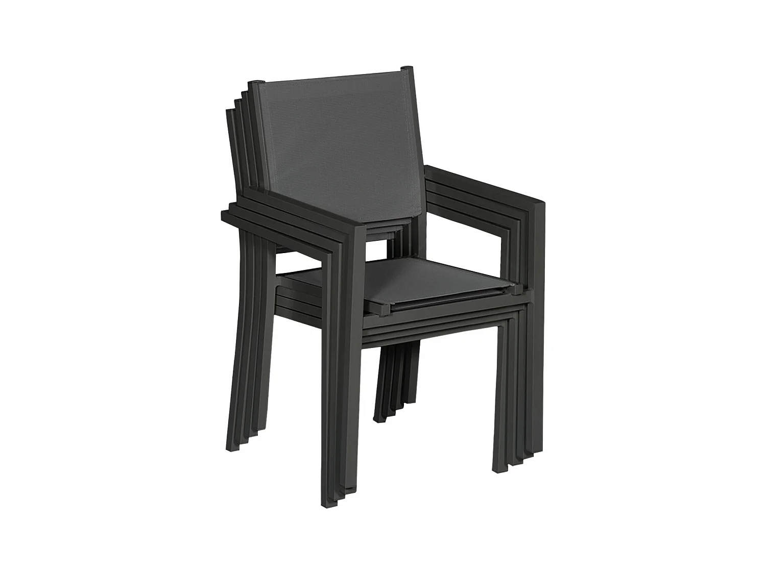 Set di 10 sedie in alluminio antracite - textilene grigio