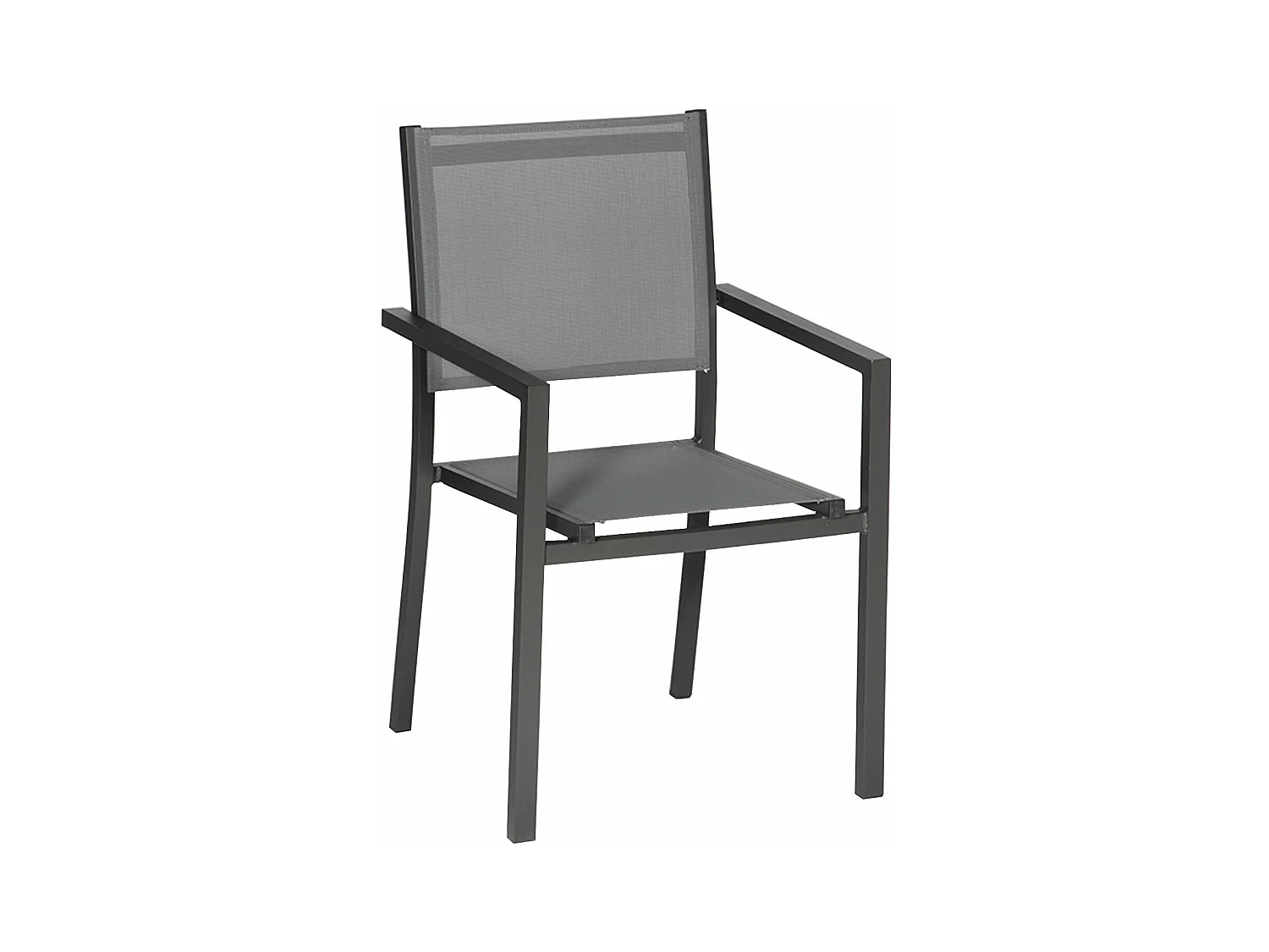 Lot de 10 chaises en aluminium anthracite - textilène gris - HAPPY GARDEN