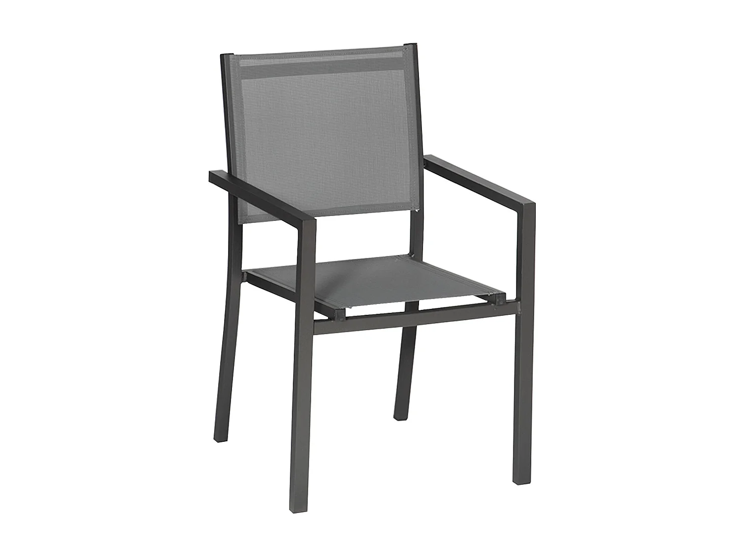 Set van 10 antraciet aluminium stoelen - grijs textilene