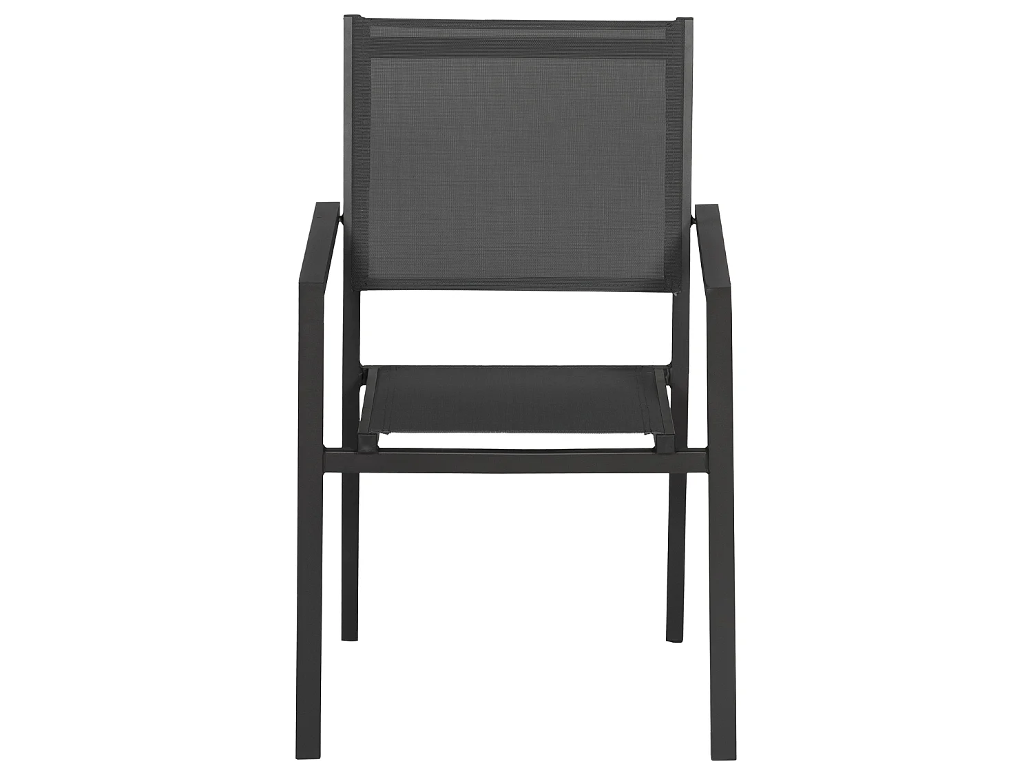 Lot de 10 chaises en aluminium anthracite - textilène gris - HAPPY GARDEN