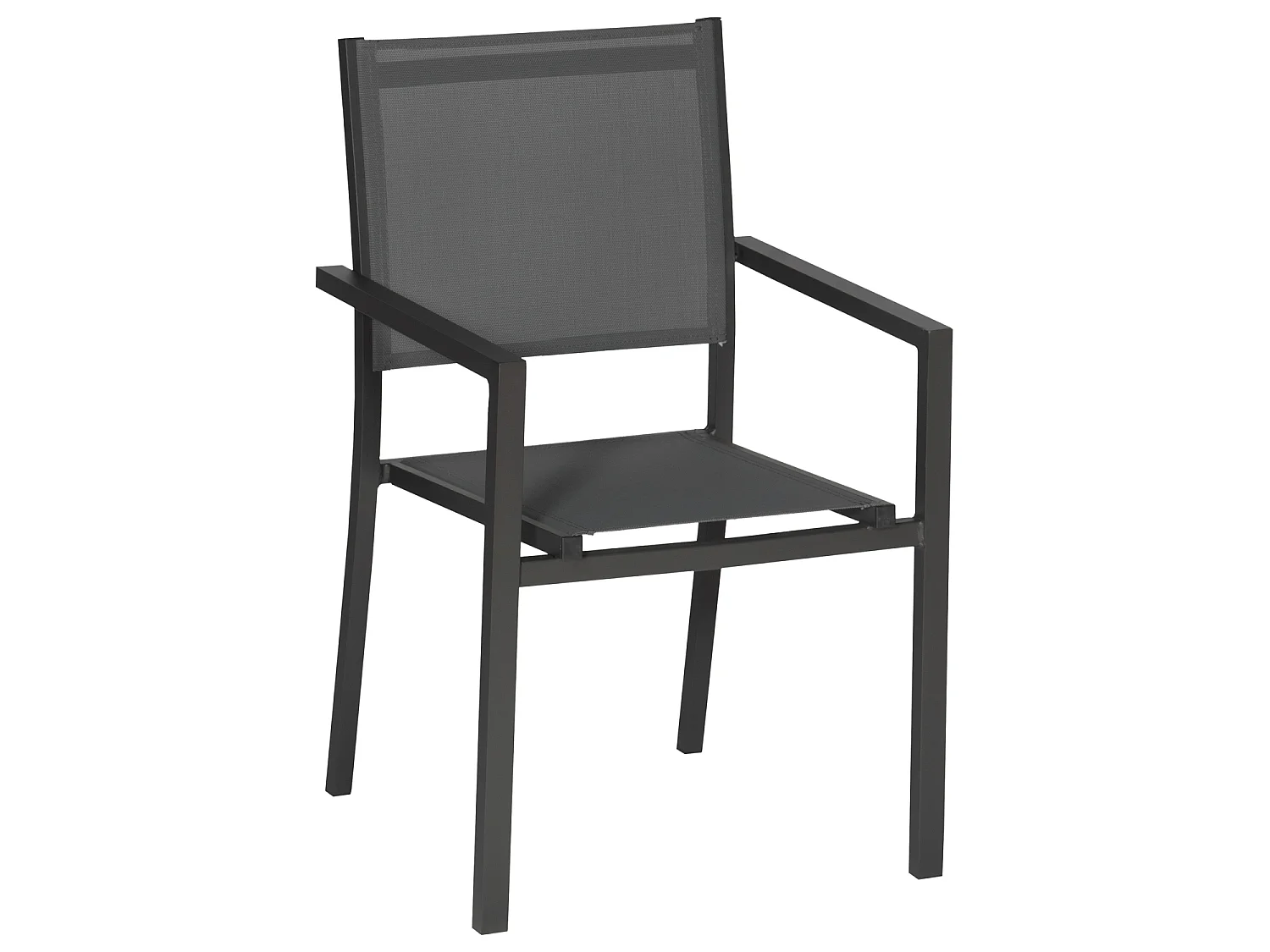 Lot de 10 chaises en aluminium anthracite - textilène gris - HAPPY GARDEN