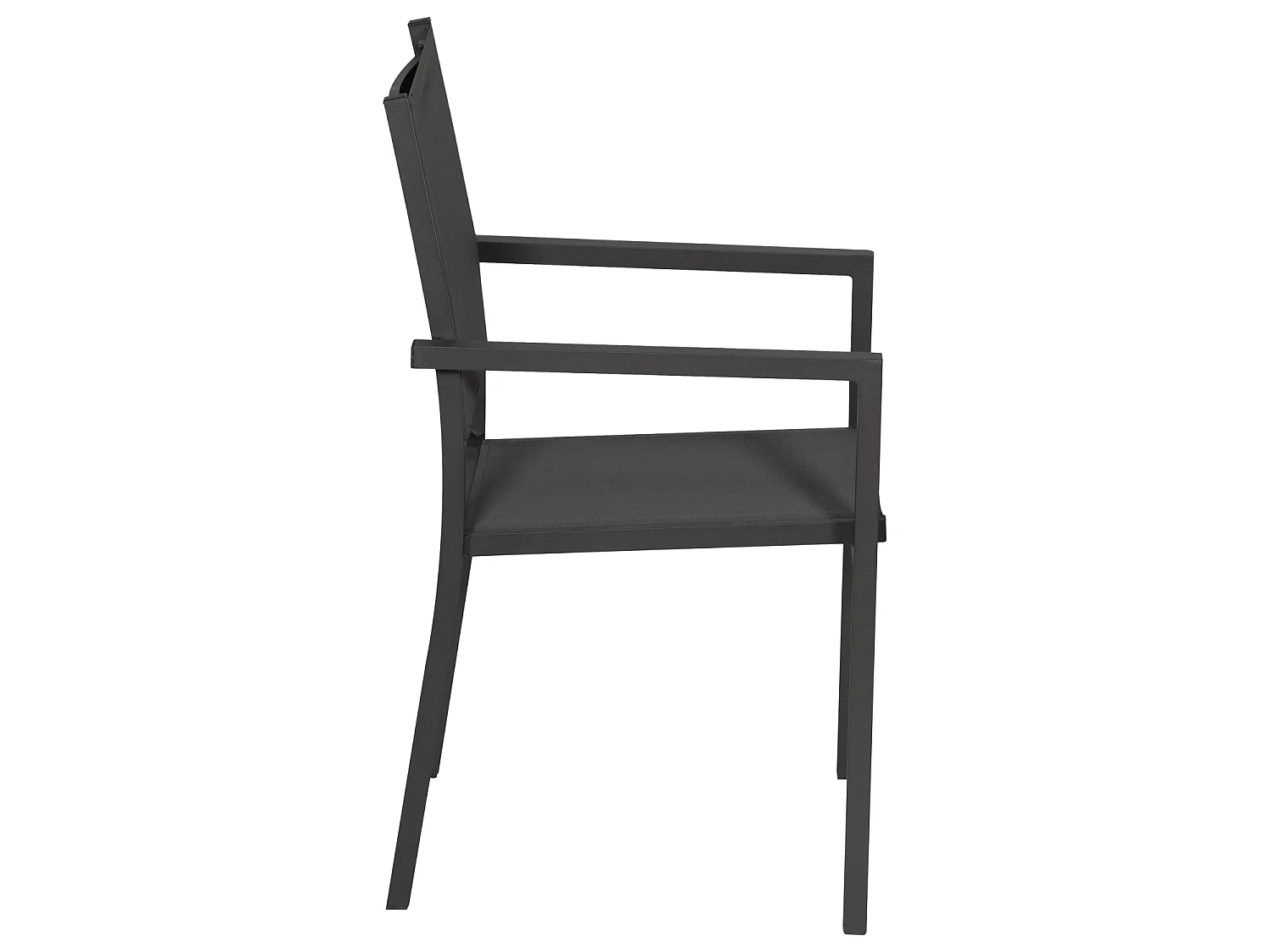 Lot de 10 chaises en aluminium anthracite - textilène gris - HAPPY GARDEN
