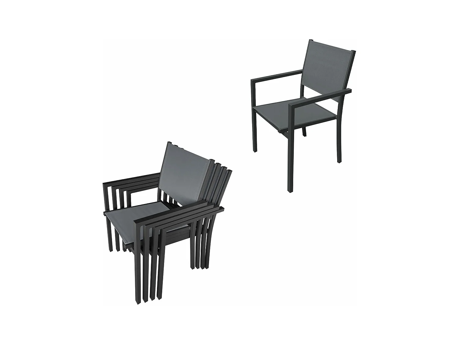 Ausziehbare Gartenmöbel FIRENZE aus grauem Textilene 8-Sitzer - Aluminium Anthrazit