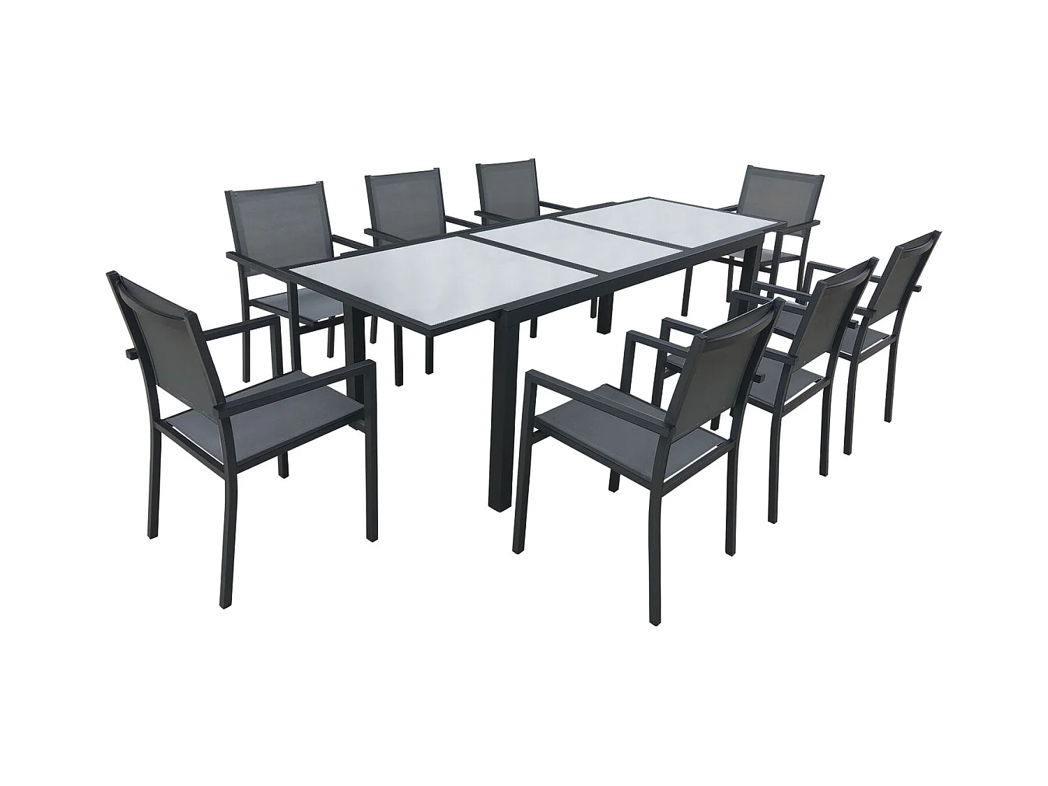 FIRENZE grijs textilene uittrekbare tuinset 8 zitplaatsen - aluminium antraciet