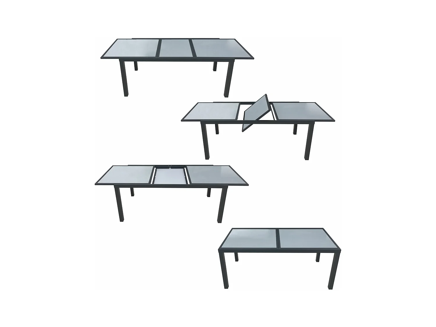 FIRENZE grijs textilene uittrekbare tuinset 8 zitplaatsen - aluminium antraciet