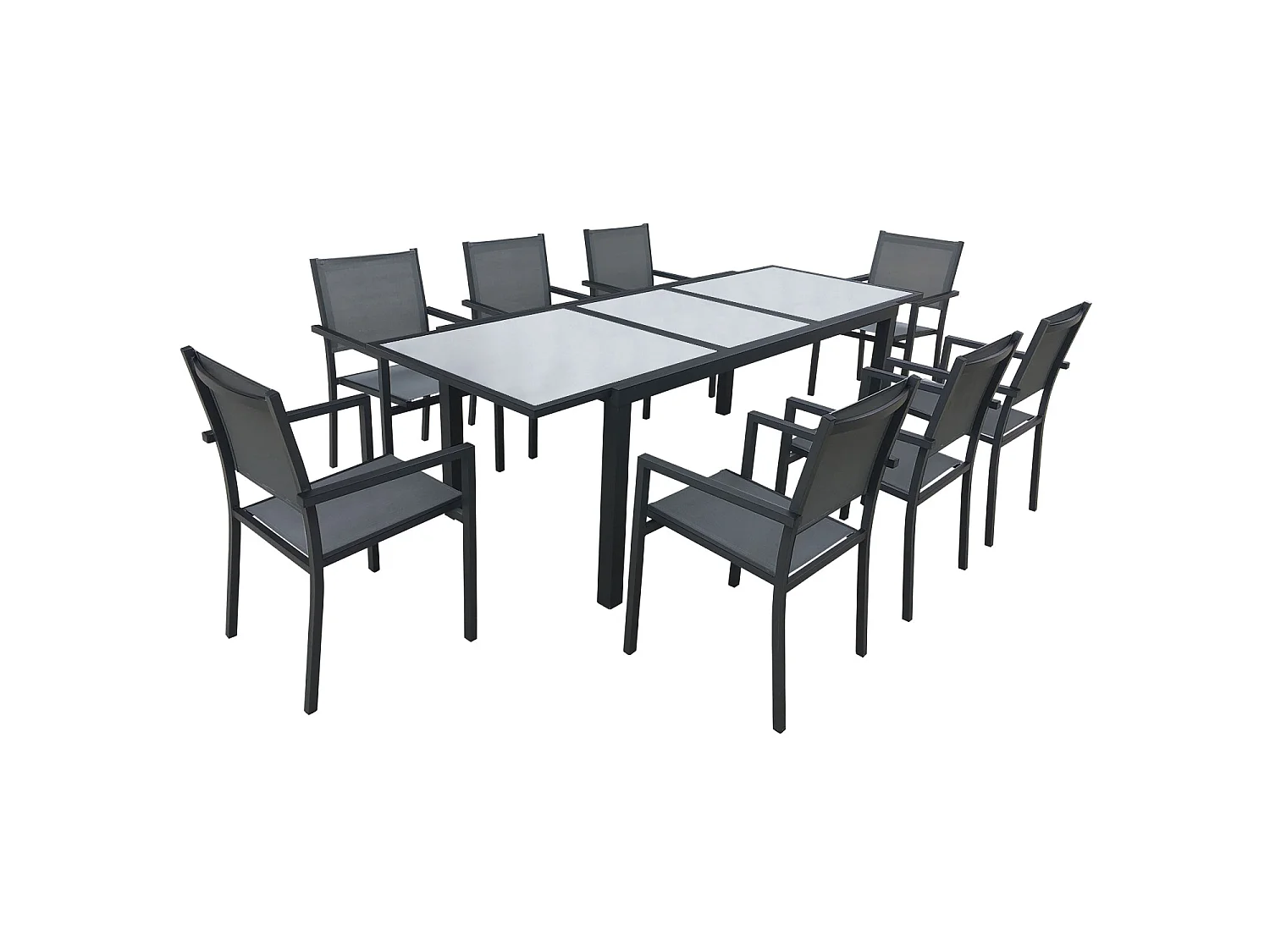 Set di mobili da giardino allungabili in textilene grigio FIRENZE 8 posti - alluminio antracite