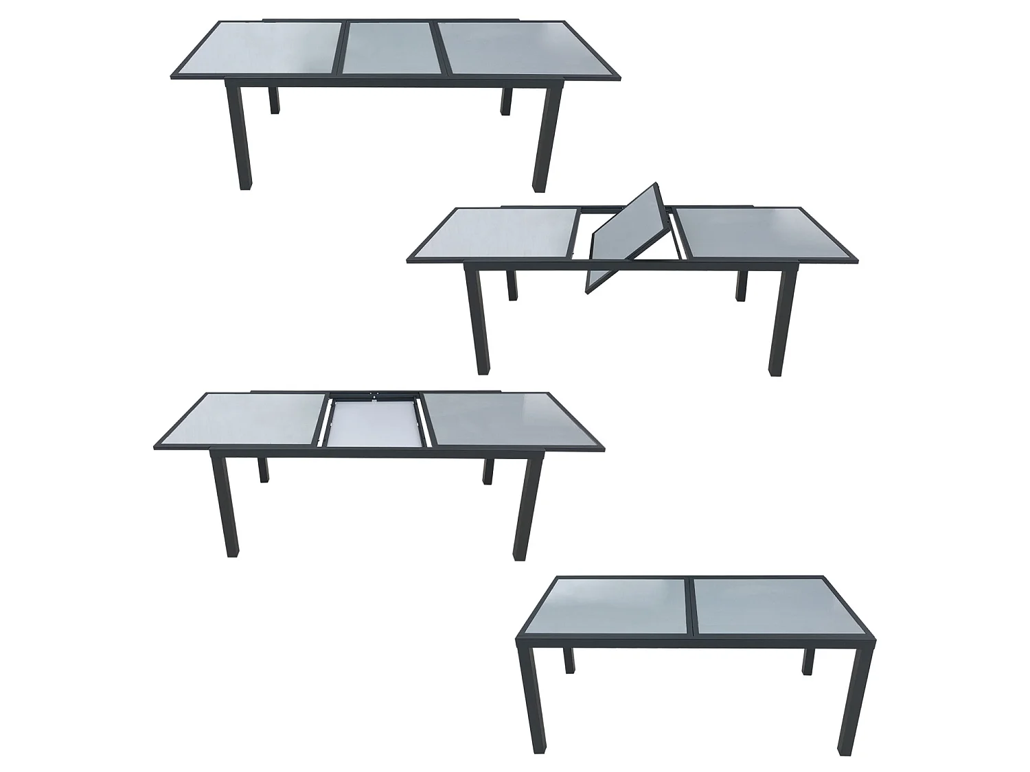 Set di mobili da giardino allungabili in textilene grigio FIRENZE 8 posti - alluminio antracite