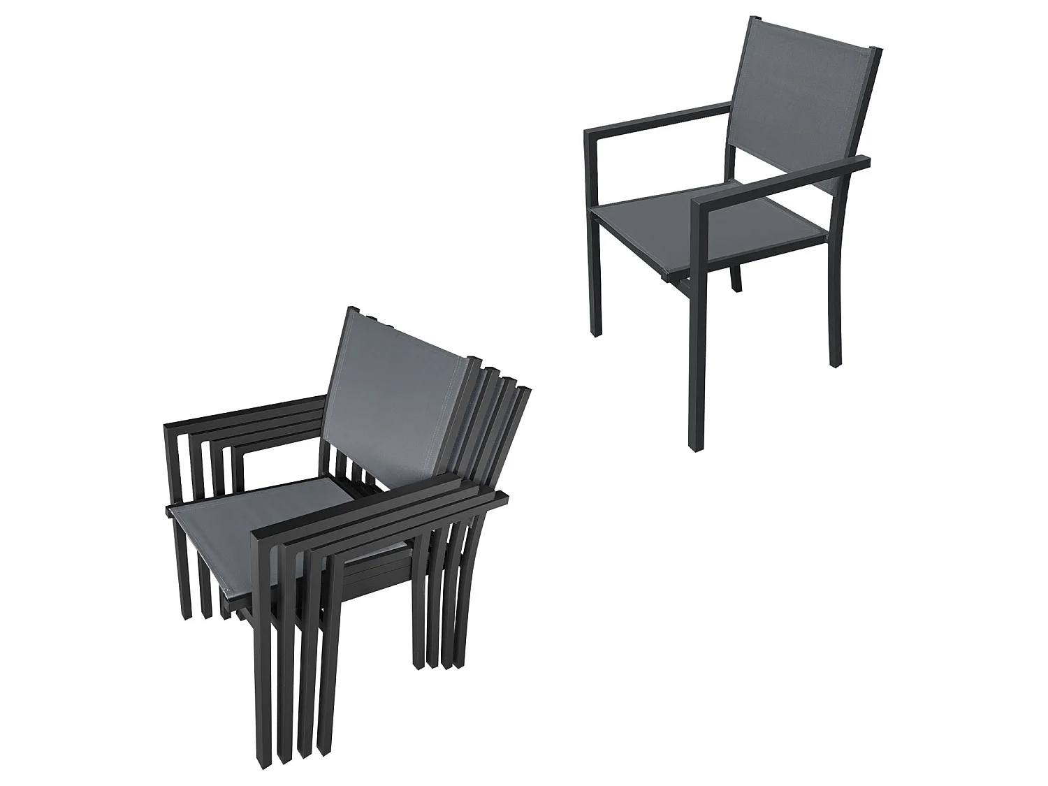 Set di mobili da giardino allungabili in textilene grigio FIRENZE 8 posti - alluminio antracite