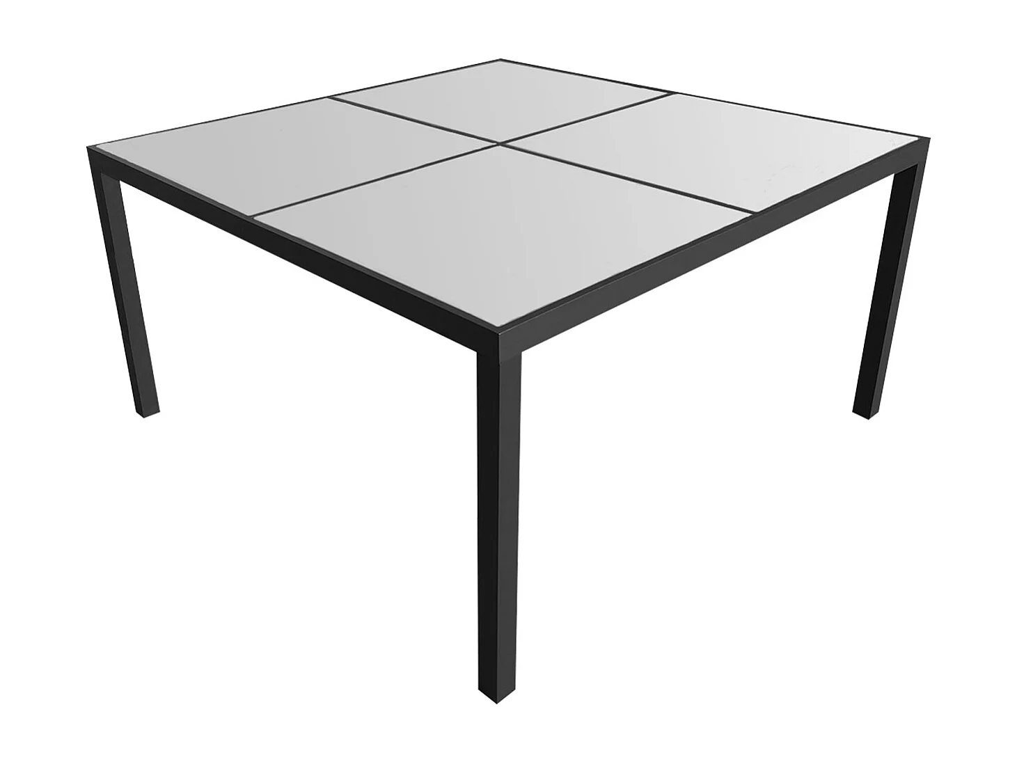 Salon de jardin CAGLIARI en textilène gris 8 places - aluminium anthracite - HAPPY GARDEN