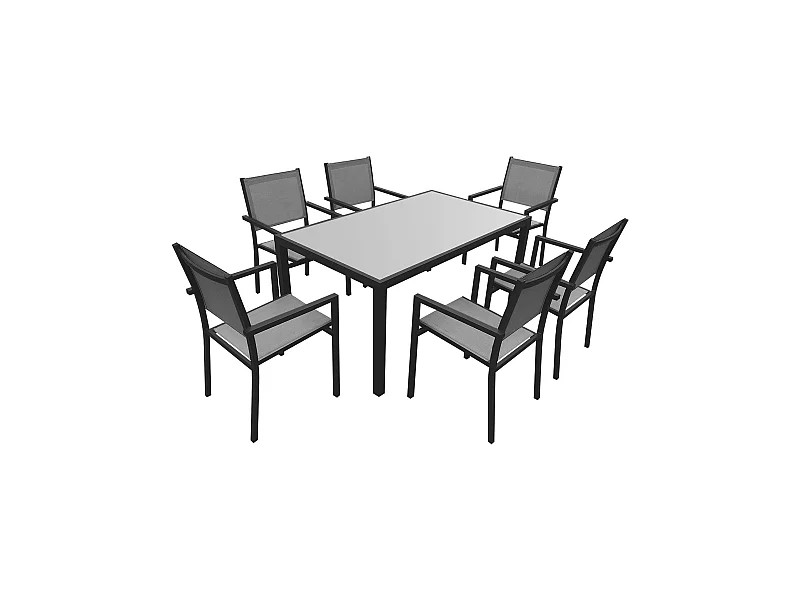 BERGAMO grijs textilene tuinset 6 zitplaatsen - aluminium antraciet