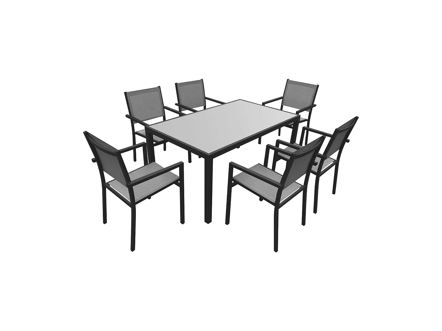 BERGAMO grijs textilene tuinset 6 zitplaatsen - aluminium antraciet