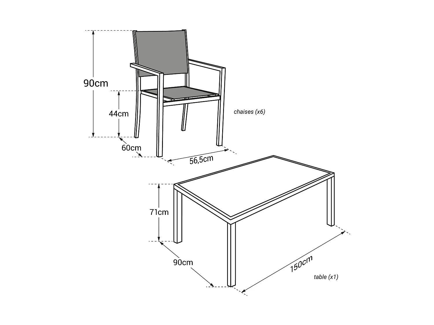 BERGAMO grijs textilene tuinset 6 zitplaatsen - aluminium antraciet