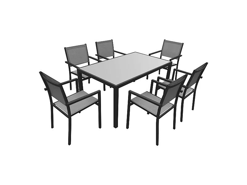 BERGAMO grijs textilene tuinset 6 zitplaatsen - aluminium antraciet