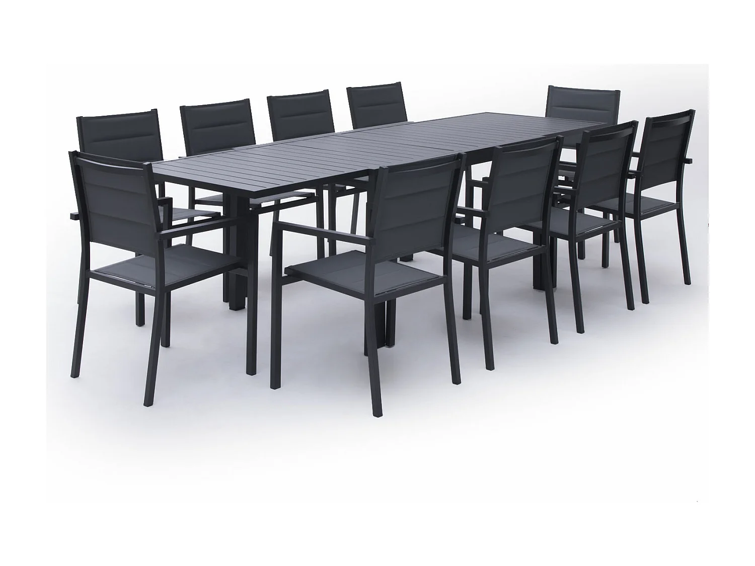 VENEZIA grijs textilene uittrekbare tuinset 10 zitplaatsen - aluminium antraciet