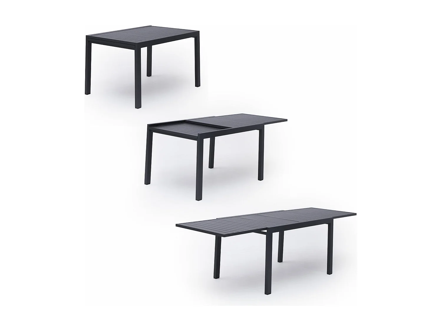 VENEZIA grijs textilene uittrekbare tuinset 10 zitplaatsen - aluminium antraciet