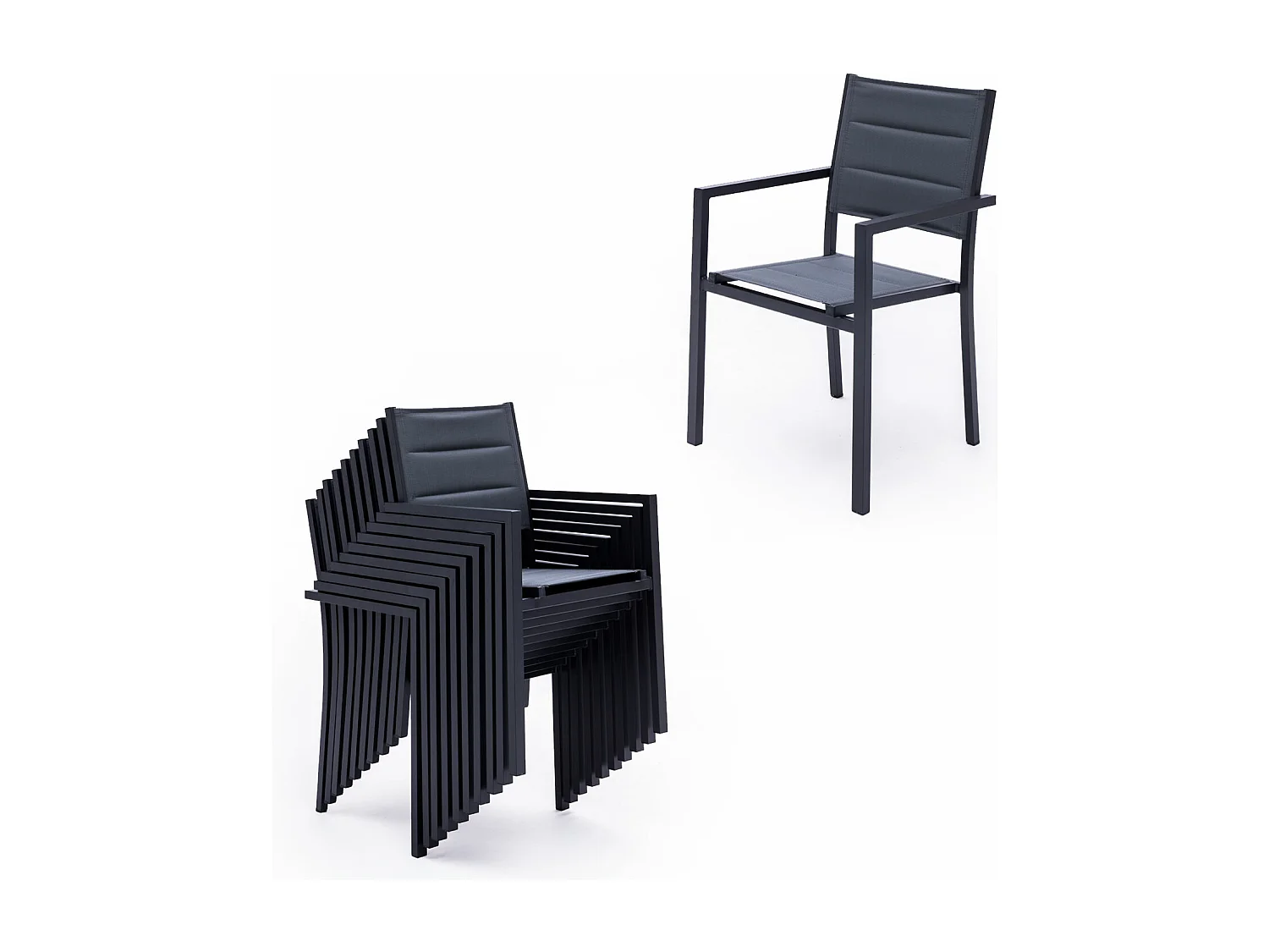 VENEZIA grijs textilene uittrekbare tuinset 10 zitplaatsen - aluminium antraciet