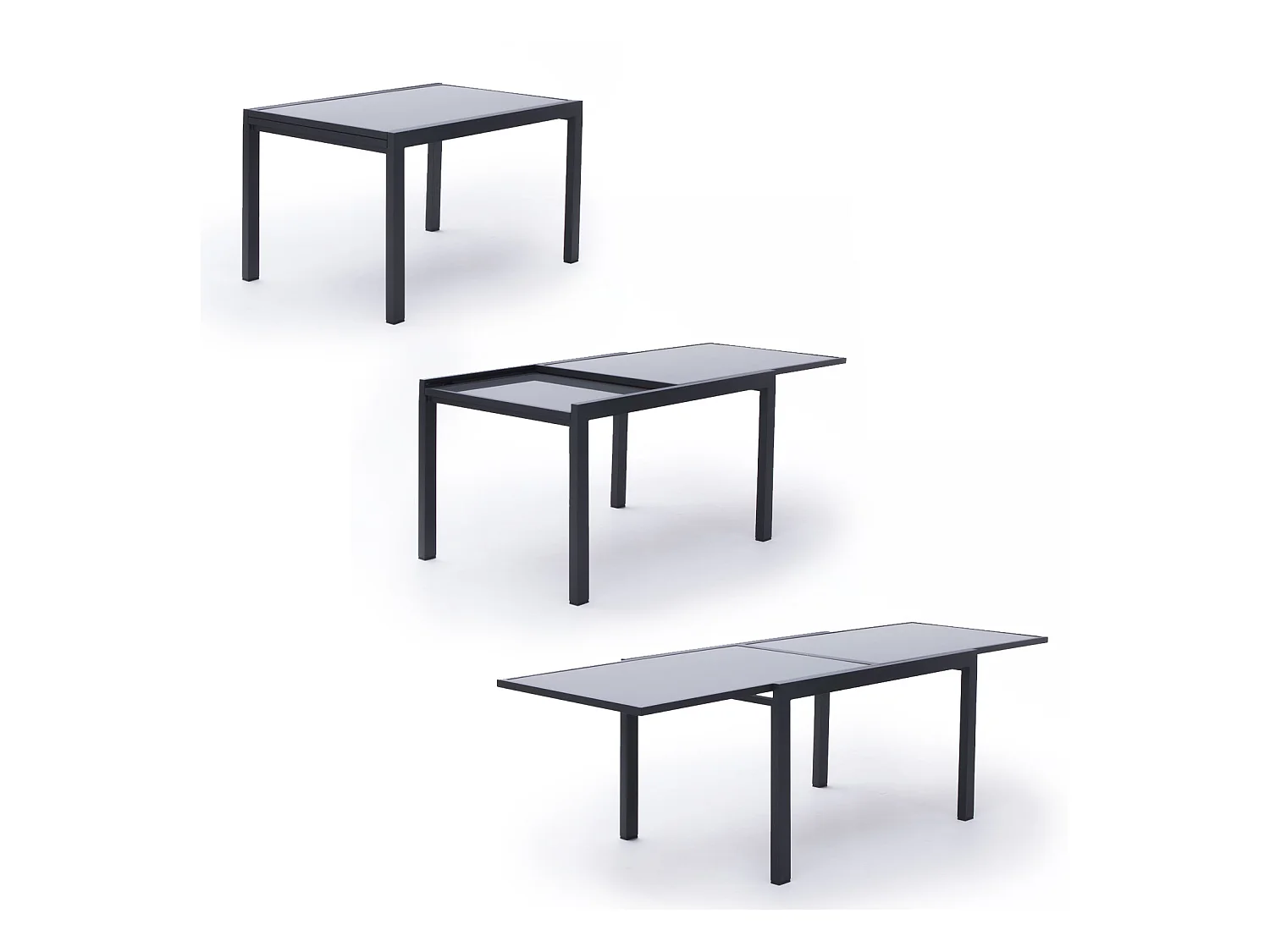 LAMPEDUSA grijs textilene verlengbare tuinset 10 zitplaatsen - aluminium antraciet