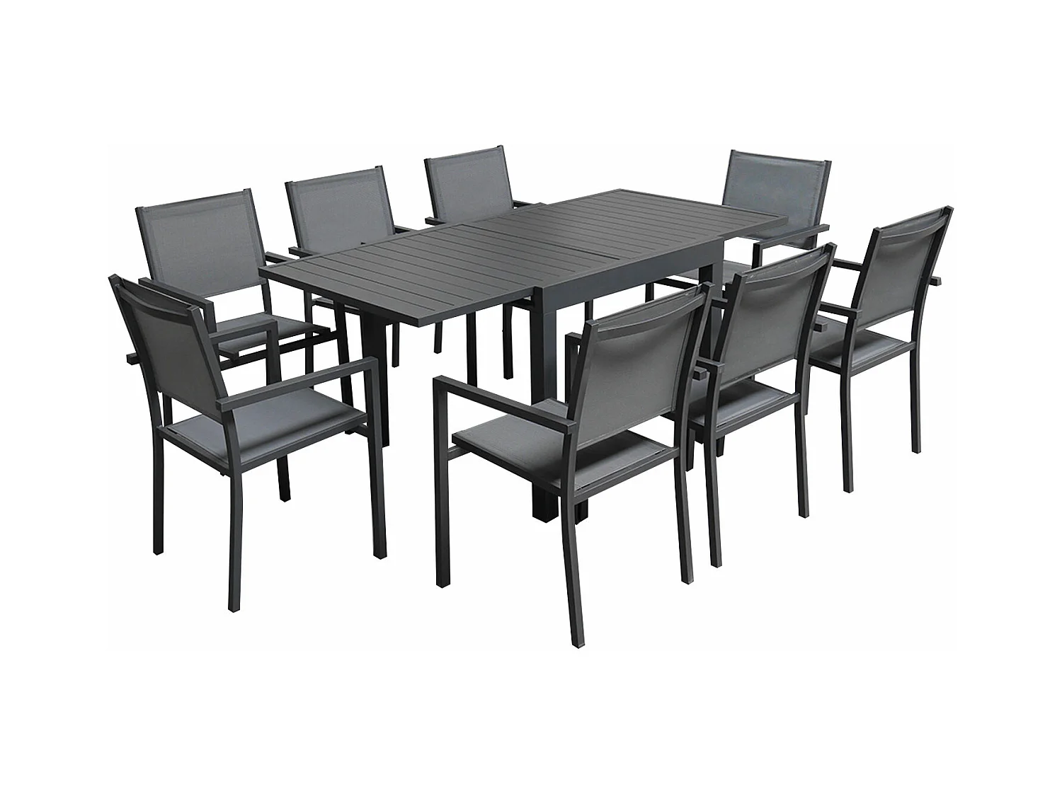VENEZIA Uitschuifbare tuinset 90/180 in grijs textilene 8 zitplaatsen - aluminium antraciet