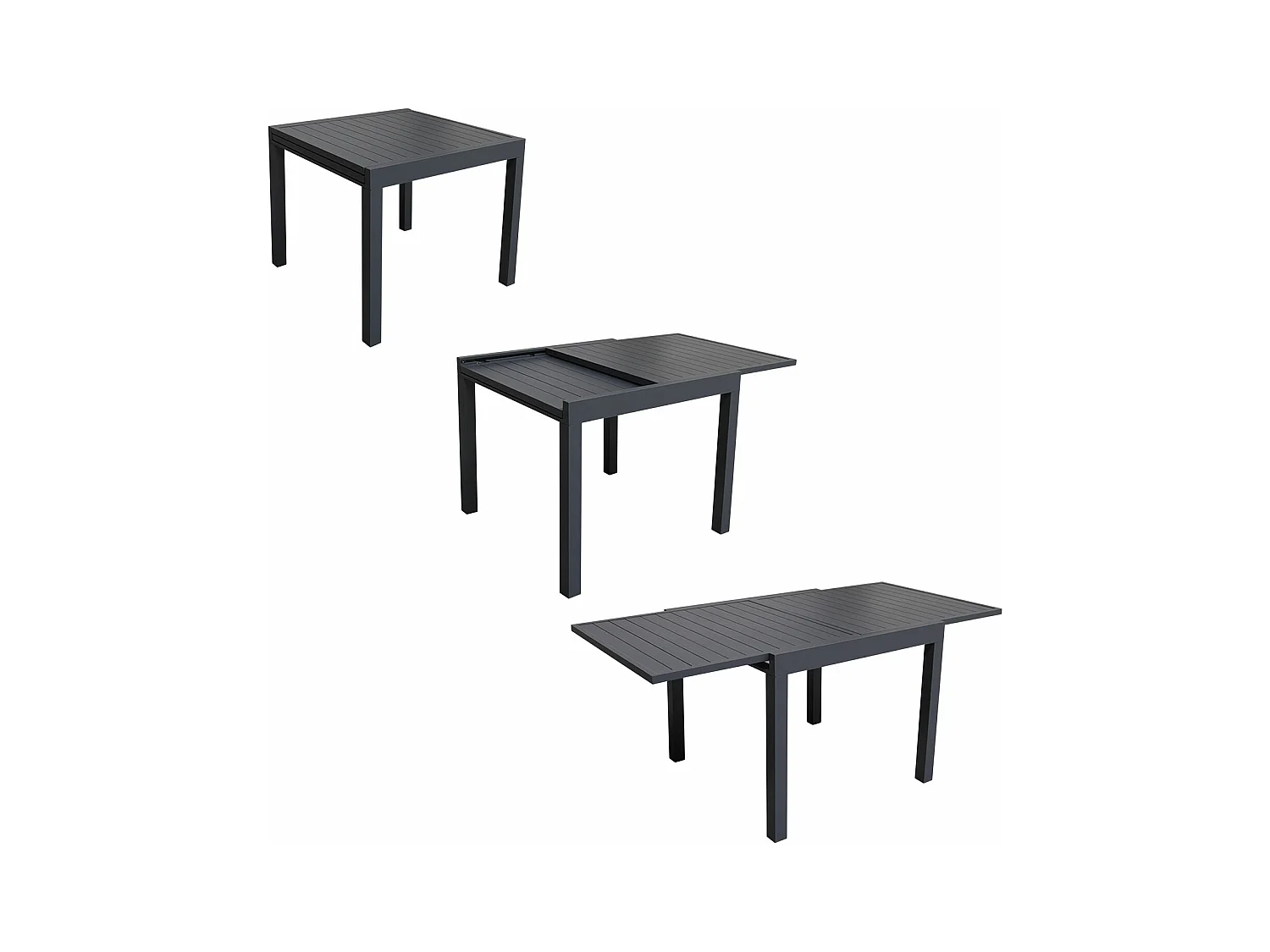 VENEZIA Uitschuifbare tuinset 90/180 in grijs textilene 8 zitplaatsen - aluminium antraciet