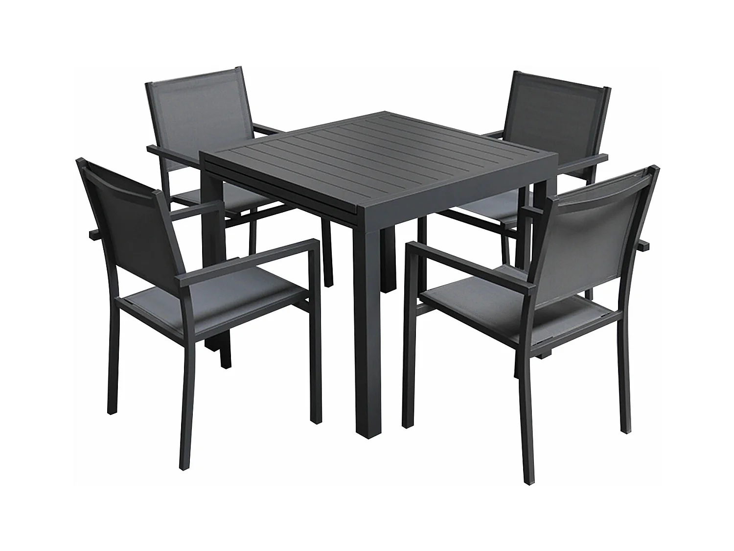 VENEZIA Uitschuifbare tuinset 90/180 in grijs textilene 8 zitplaatsen - aluminium antraciet