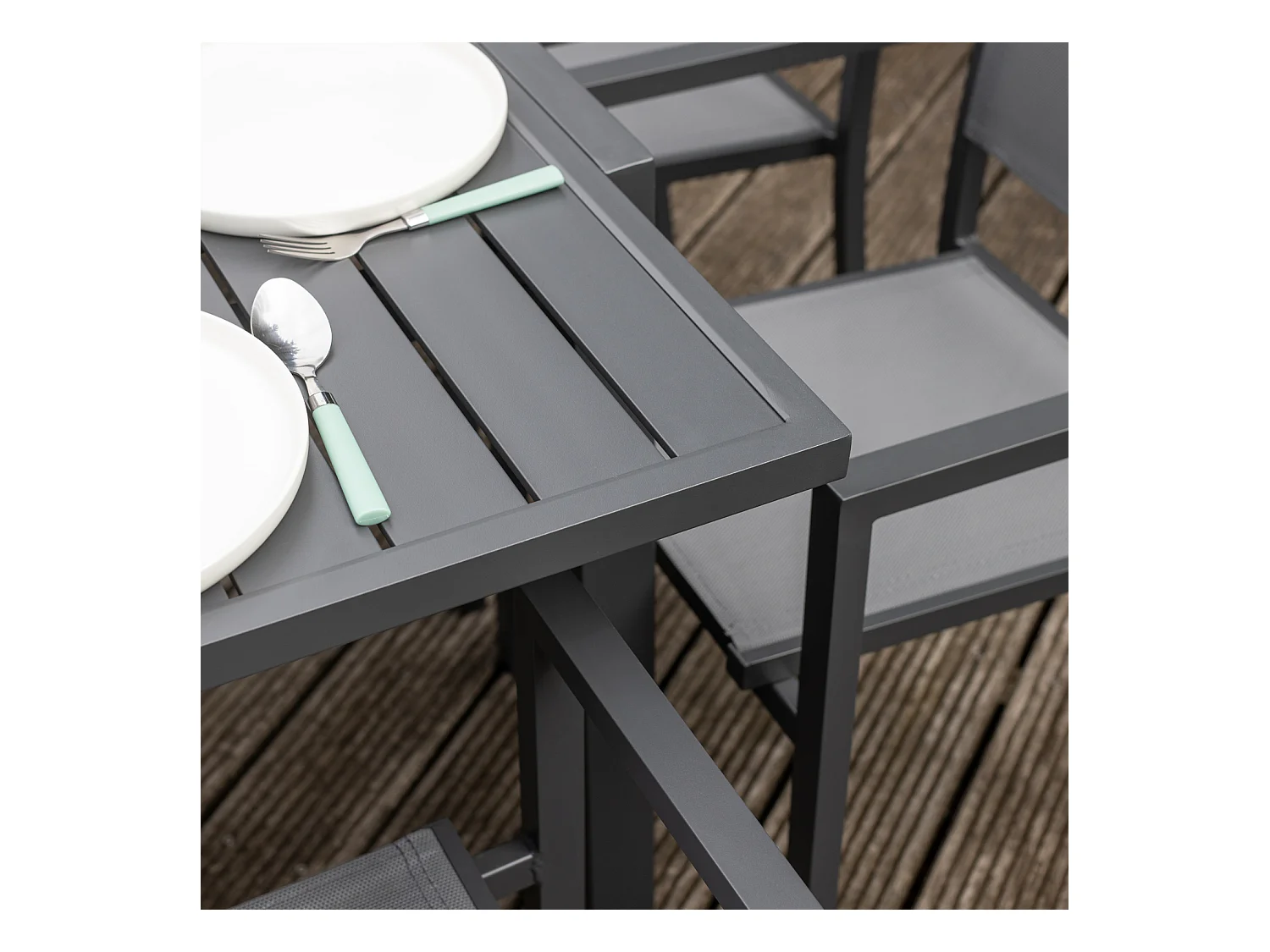 VENEZIA Uitschuifbare tuinset 90/180 in grijs textilene 8 zitplaatsen - aluminium antraciet