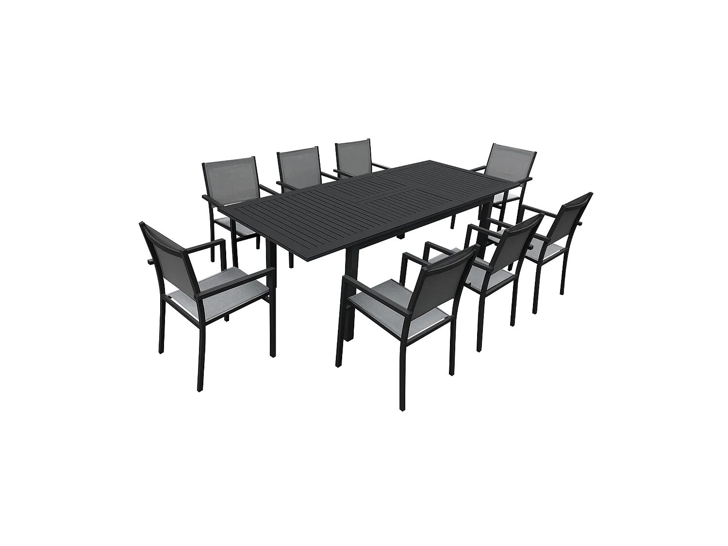 CAPRI grijs textilene uittrekbare tuinset 8 zitplaatsen - aluminium antraciet