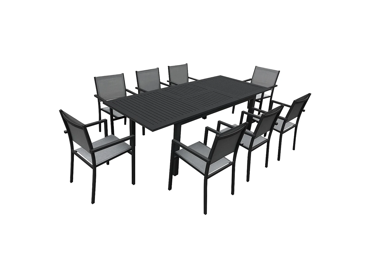 CAPRI grijs textilene uittrekbare tuinset 8 zitplaatsen - aluminium antraciet