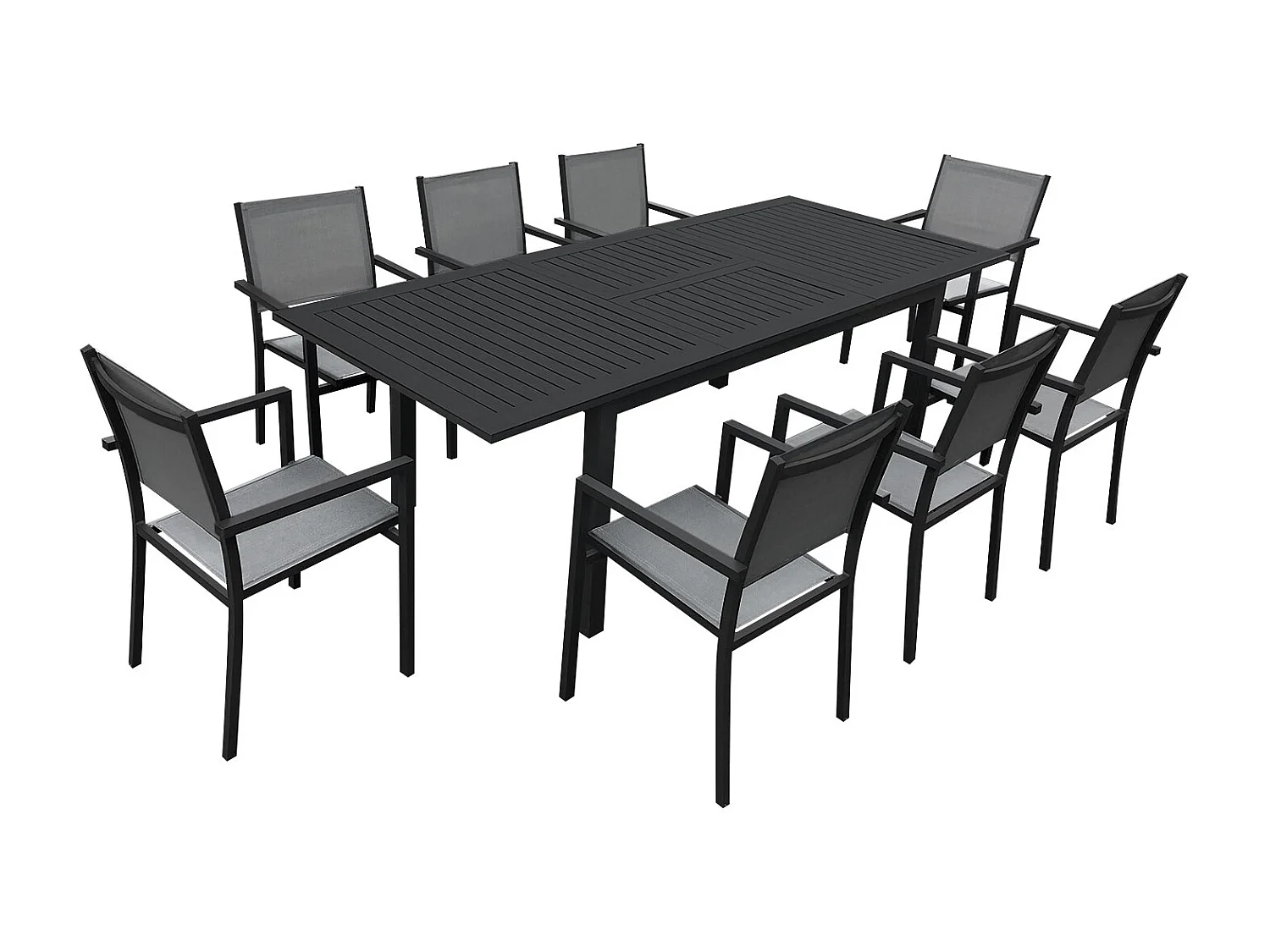 CAPRI grijs textilene uittrekbare tuinset 8 zitplaatsen - aluminium antraciet