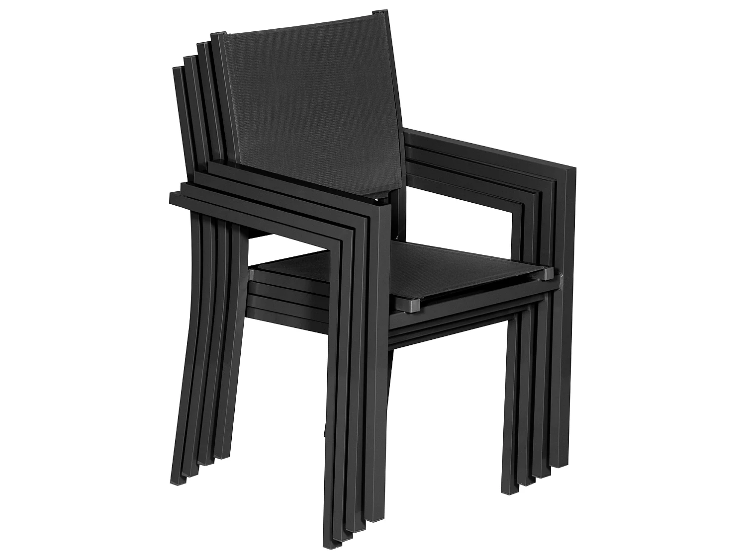 Salon de jardin CAPRI extensible en textilène gris 8 places - aluminium anthracite