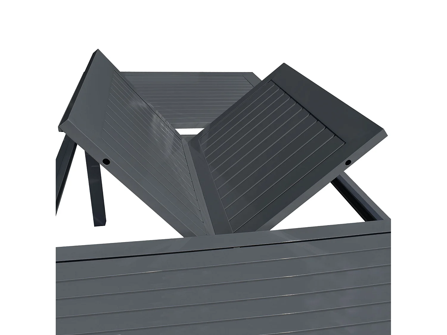 Salon de jardin CAPRI extensible en textilène gris 8 places - aluminium anthracite