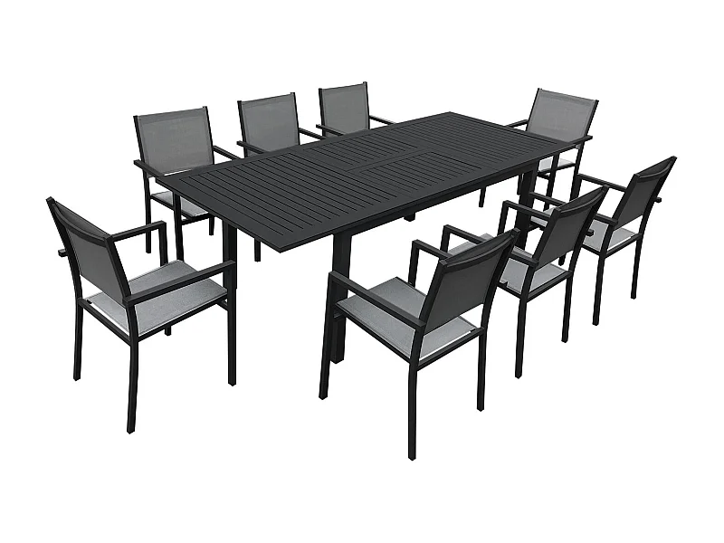 CAPRI grijs textilene uittrekbare tuinset 8 zitplaatsen - aluminium antraciet