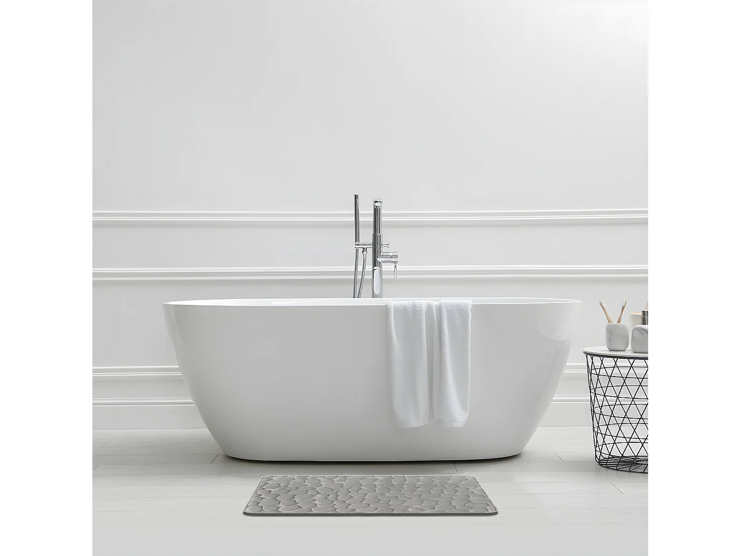 Tapis de bain galet à mémoire de forme perle 50x80cm