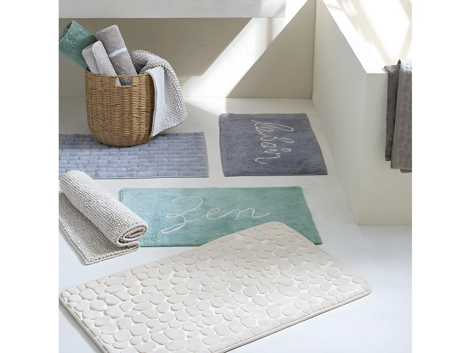 Tapis de bain galet à mémoire de forme perle 50x80cm