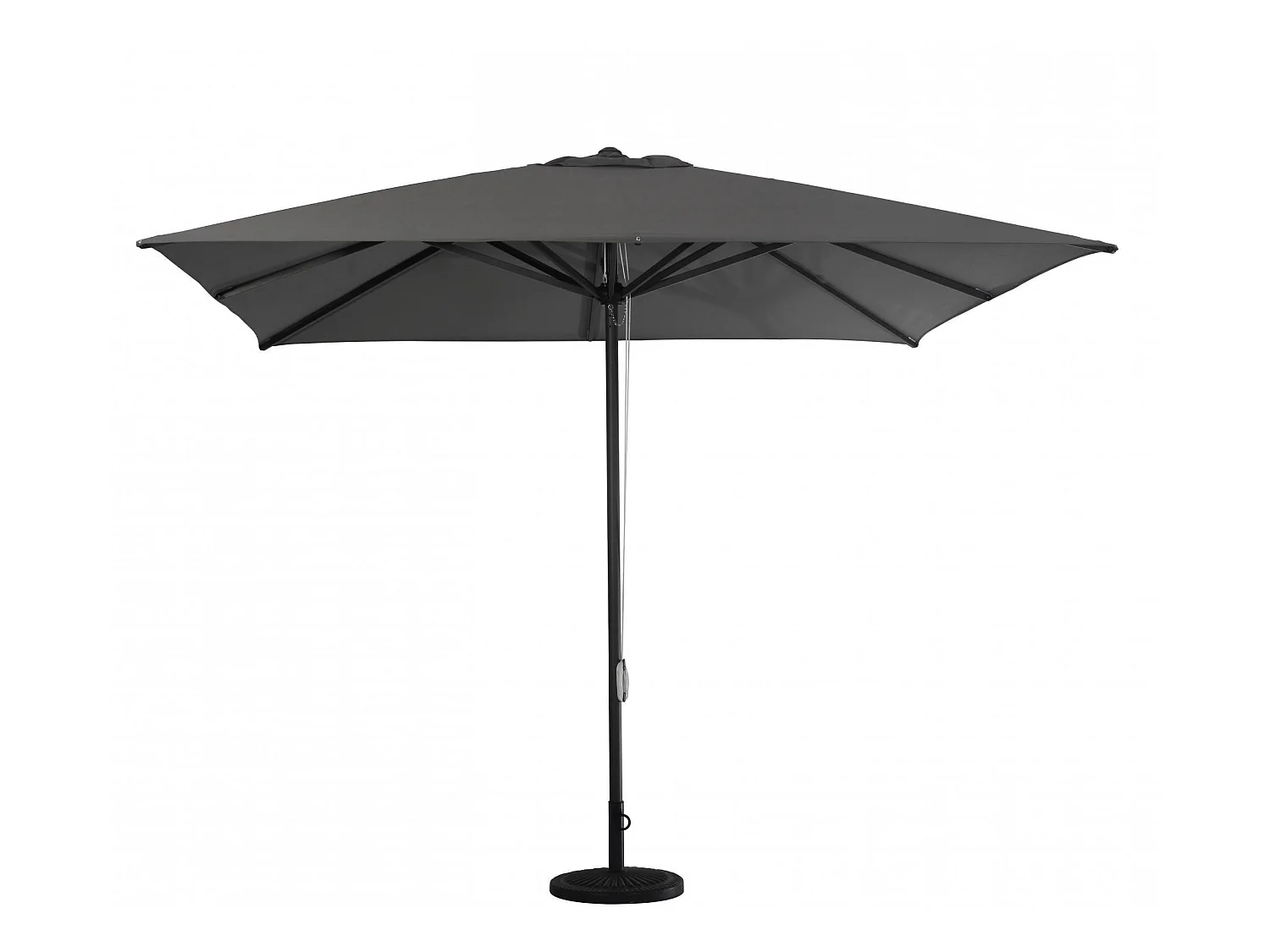 Parasol en aluminium avec manivelle sur mât central, couleur anthracite, 3 x 3 mètres